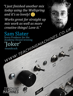 The original Sam Slater (sore producer for the Acadamy Award Winning 'Joker' soundtrack) endorsement advert we ran in Tape Op magazine